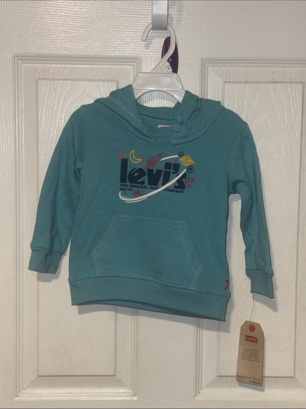 Levi's Teal Kids Hoodie with Space Logo